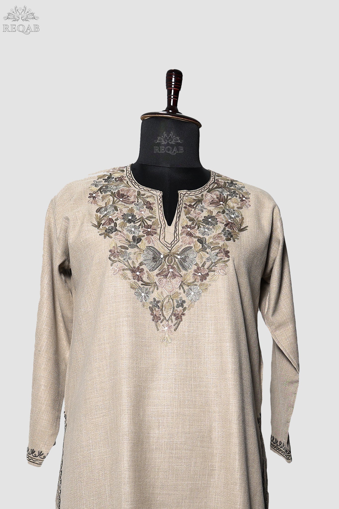 Half Spanish White Ruby Cotton Kurti with Aari Embroidery