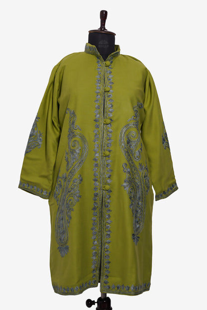 Autumn Olive Jacket with Aari Embroidery