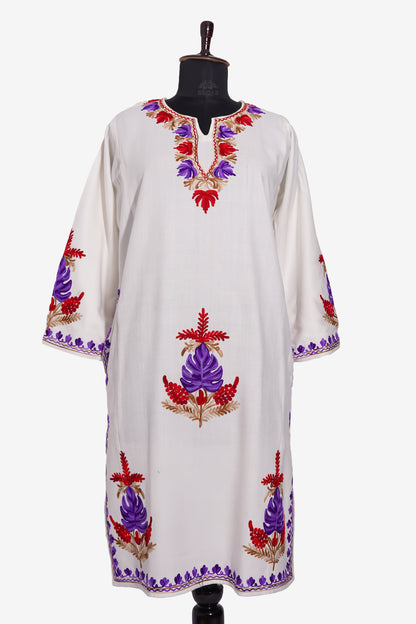 Frosted Lilac Pheran with Aari Embroidery
