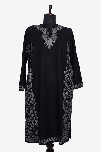 Twilight Mist Pheran with Aari Embroidery