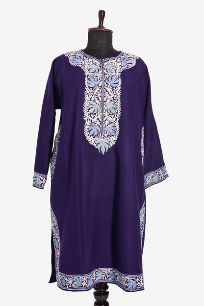 Russian Violet Pheran with Aari Embroidery