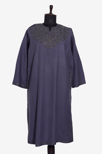 Twilight Fog Pheran with Zari Embroidery