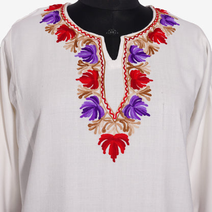 Frosted Lilac Pheran with Aari Embroidery
