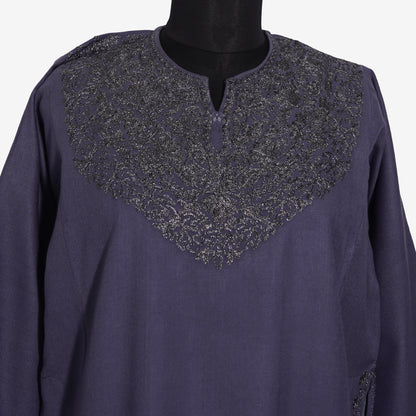Twilight Fog Pheran with Zari Embroidery