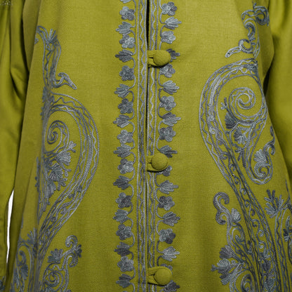 Autumn Olive Jacket with Aari Embroidery
