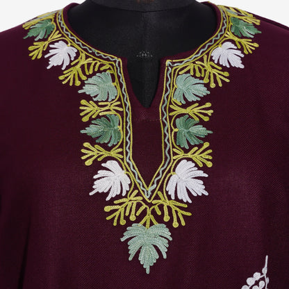 Crimson Petal Pheran with Aari Embroidery