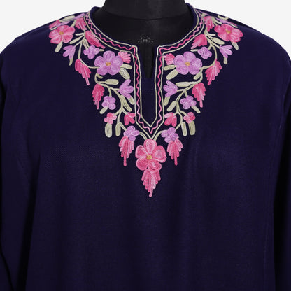 Midnight Bloom Pheran with Aari Embroidery