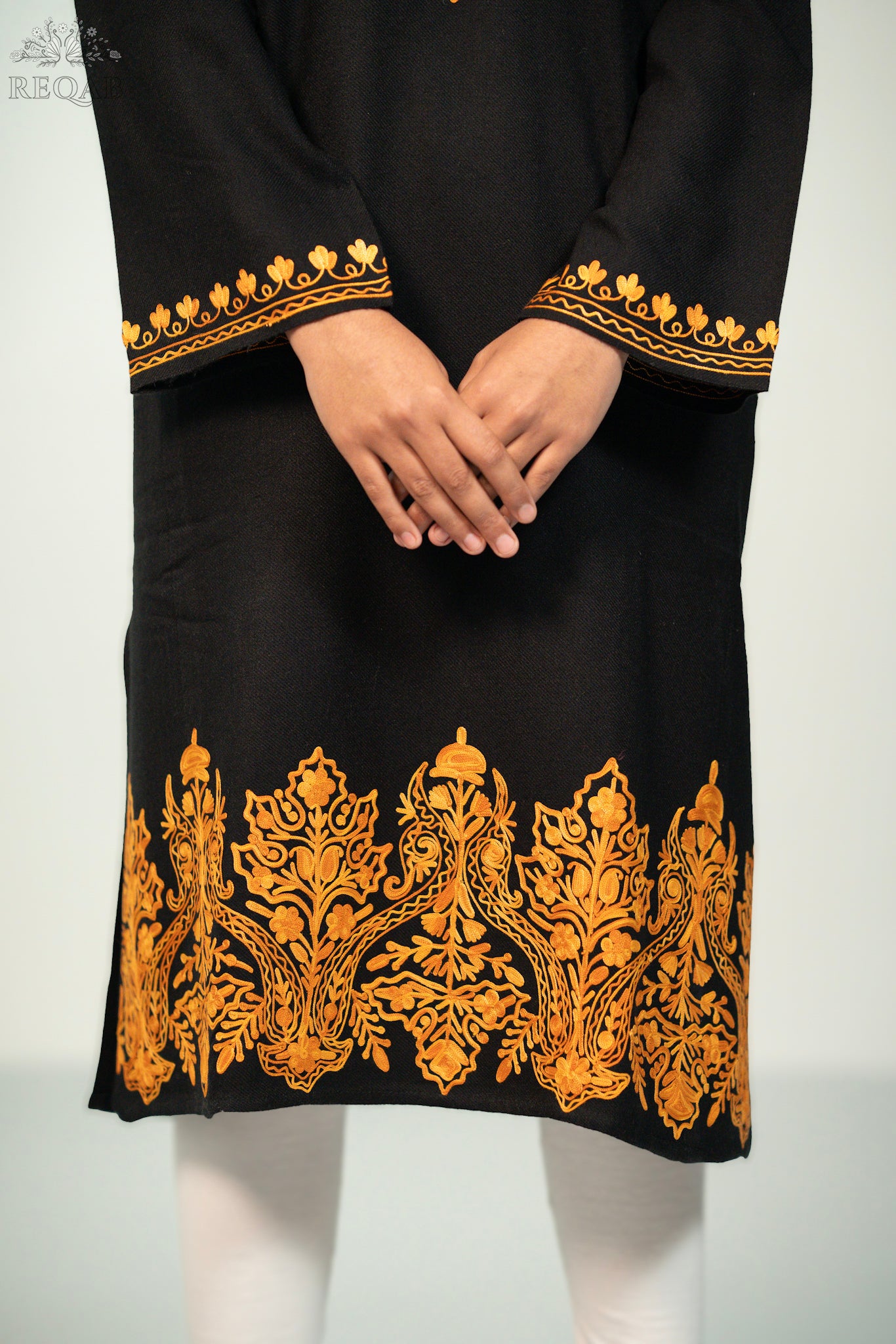 Maire Black Pheran with Aari Embroidery