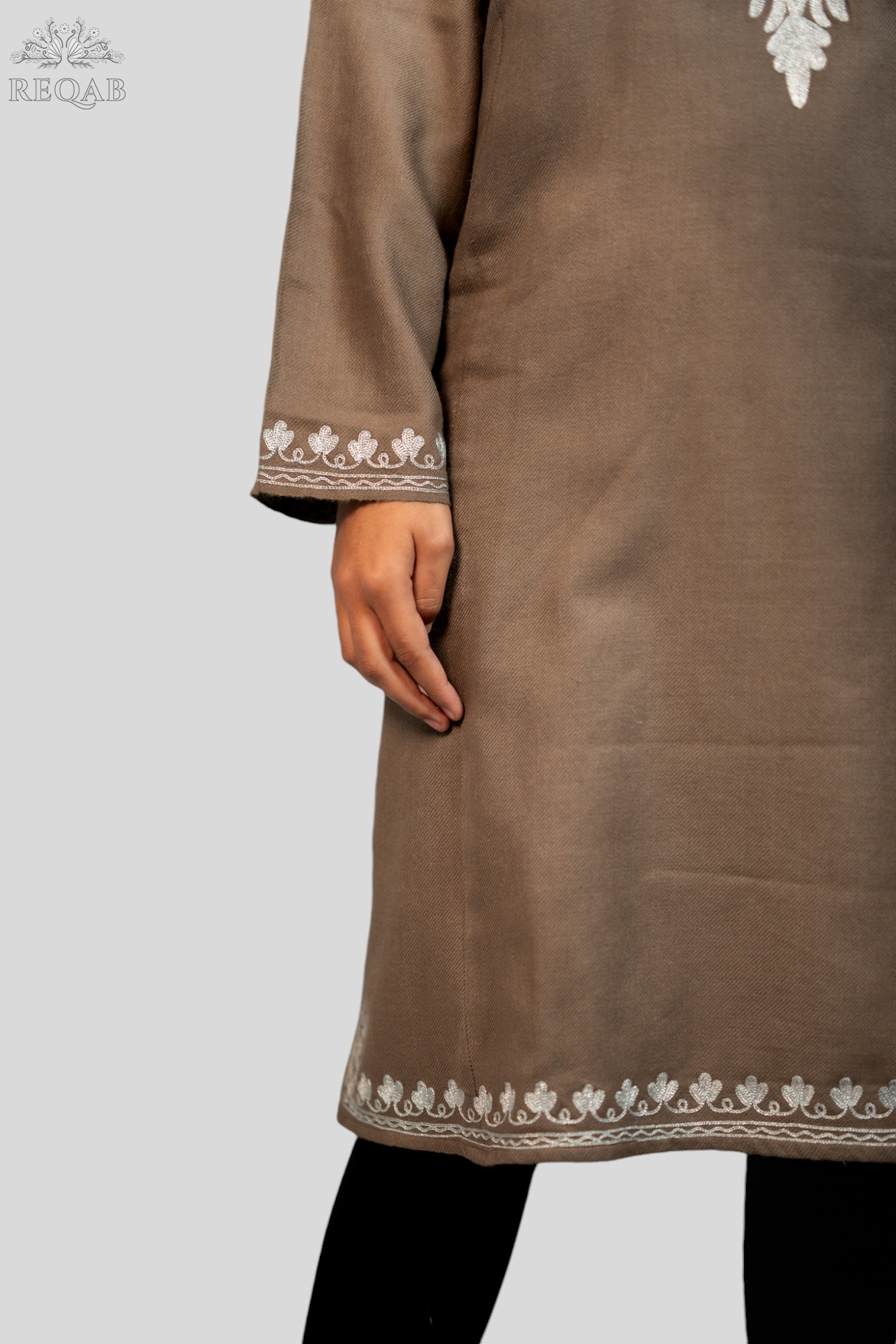 Pine Cone Pheran with Zari Embroidery