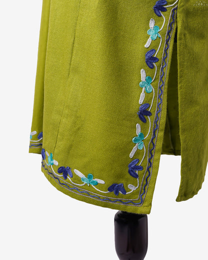 Olive Pheran with Aari Embroidery