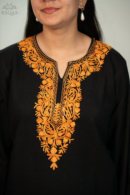 Maire Black Pheran with Aari Embroidery