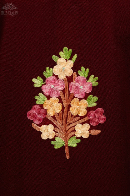 Red Oxide Pheran with Aari Embroidery