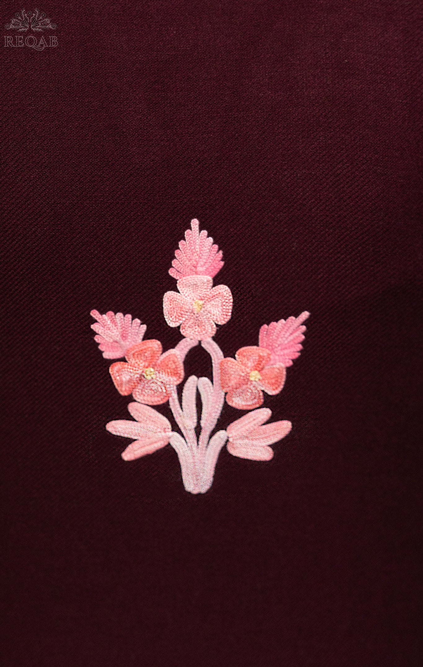 Rustic Red Pheran with Pink Aari Embroidery