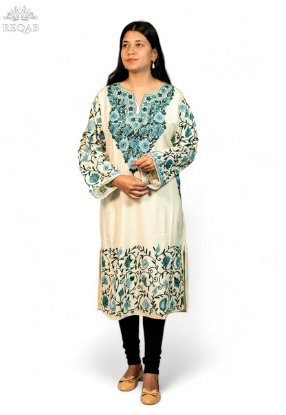 Beeswax Pheran with Aari Embroidery