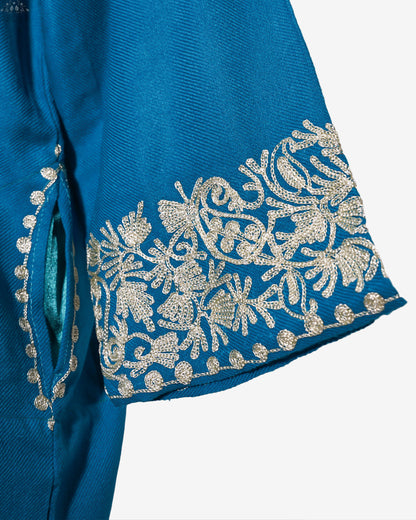 Electric Blue Pheran with Zari Embroidery