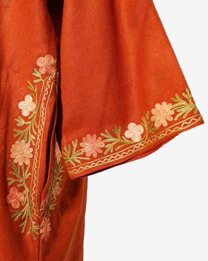 Flame Brown Pheran with Aari Embroidery