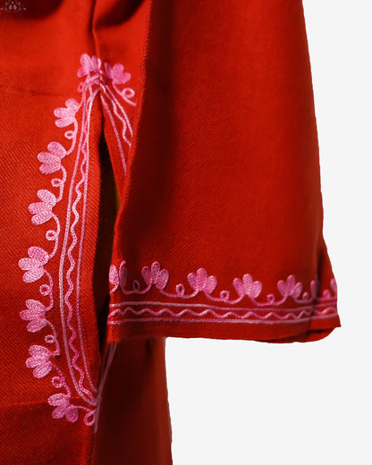 Crimson Sunset Pheran with Aari Embroidery