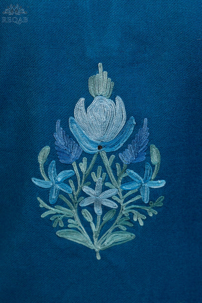 Blue Stone Pheran with Aari Embroidery