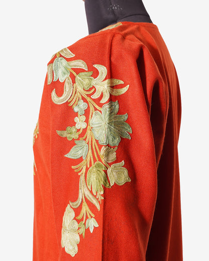 Vermilion Pheran with Aari Embroidery