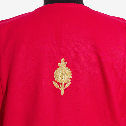Debian Red Pheran with Zari Embroidery