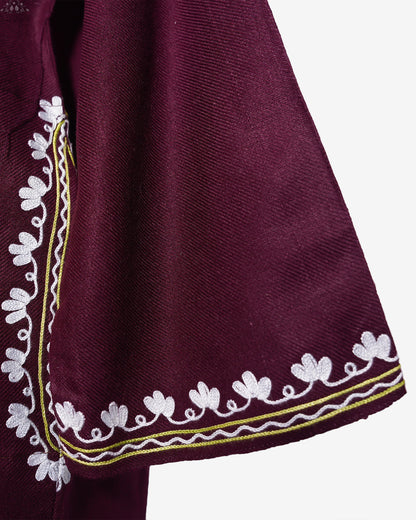 Crimson Petal Pheran with Aari Embroidery