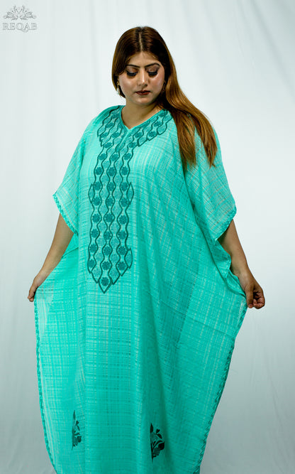 Riptide Long Kaftan with Aari Embroidery