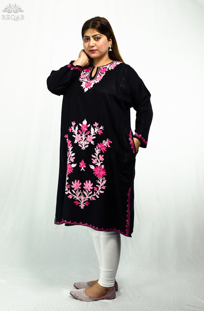 Black Nero Pheran with Aari Embroidery