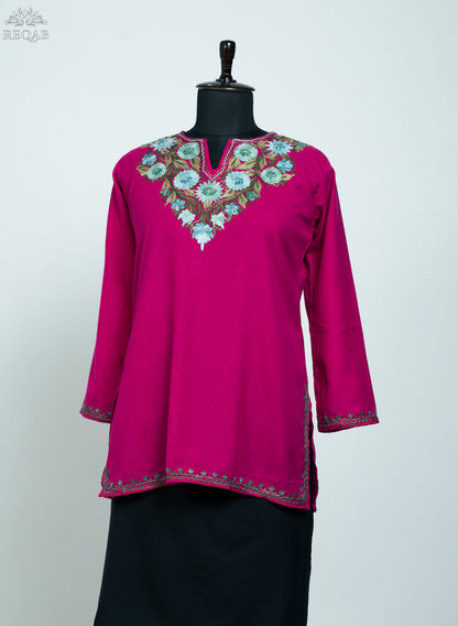 Old Rose Summer Cool Kurti with Aari Embroidery