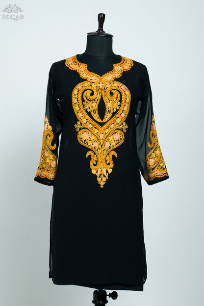 Black Nero Georgette Kurti with Aari Embroidery