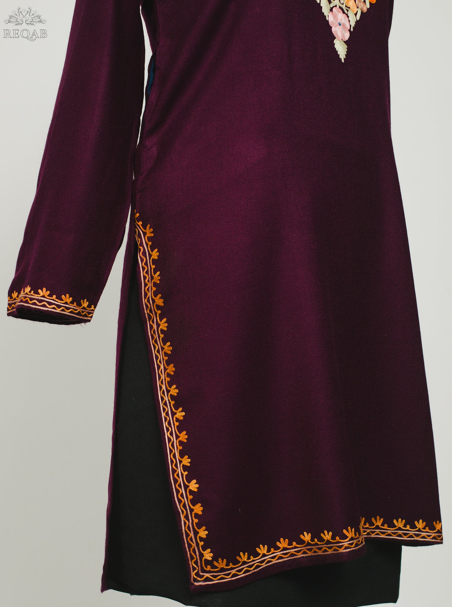 Bulgarian Rose Cashmilon Kurti with Aari Embroidery