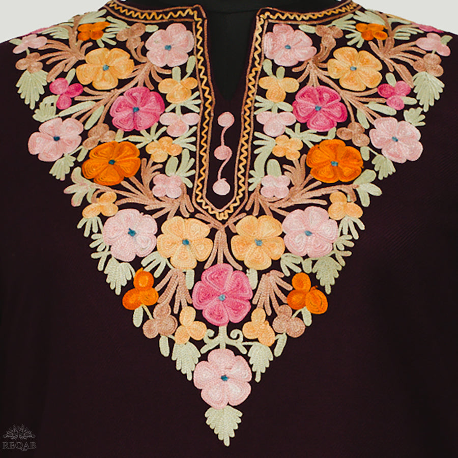 Bulgarian Rose Cashmilon Kurti with Aari Embroidery