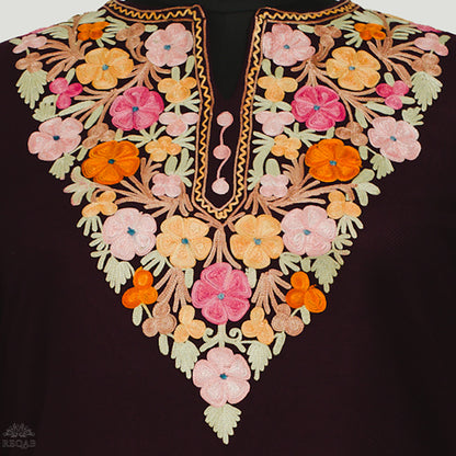Bulgarian Rose Cashmilon Kurti with Aari Embroidery