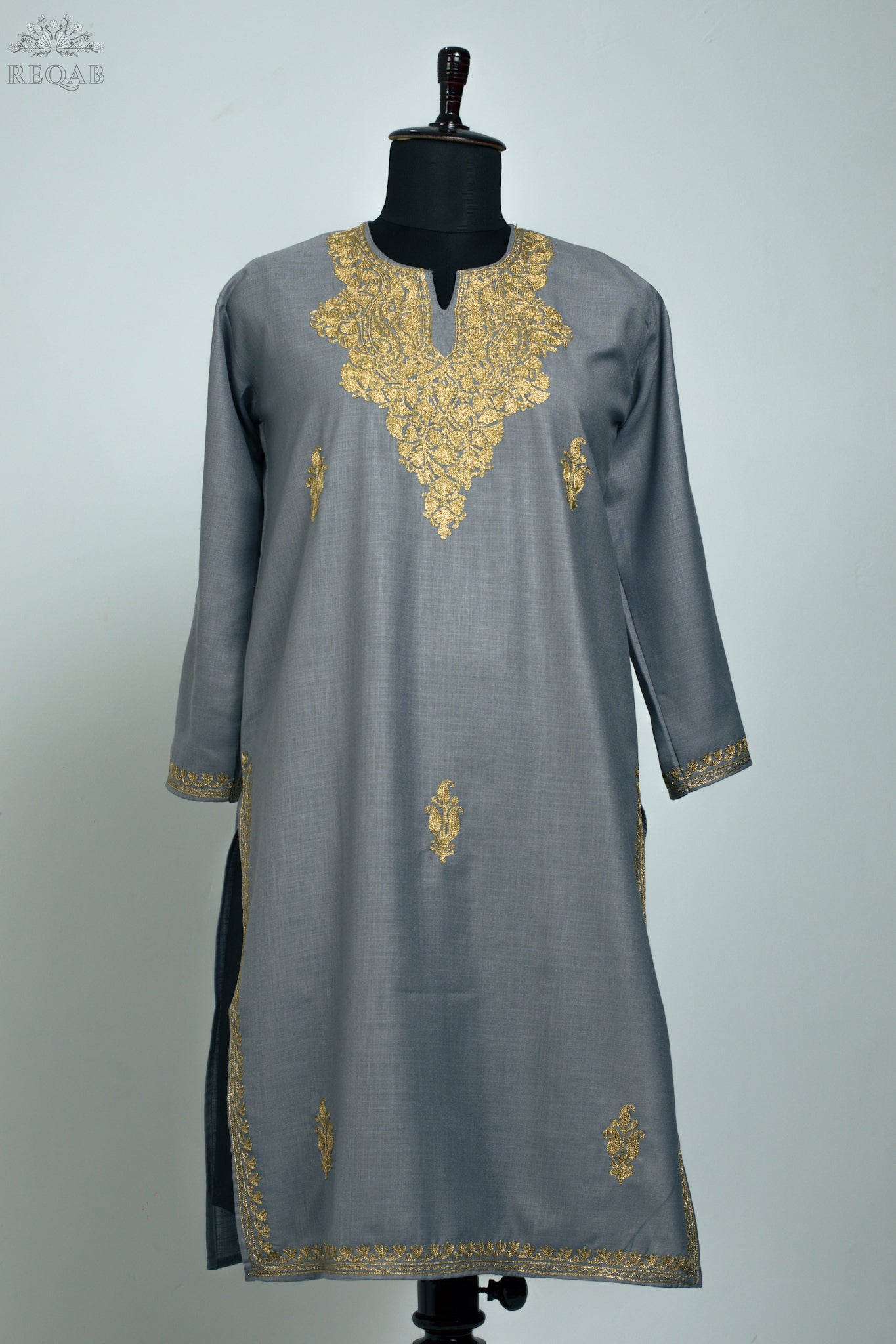 Cape Cod Ruby Cotton Kurti with Zari Embroidery