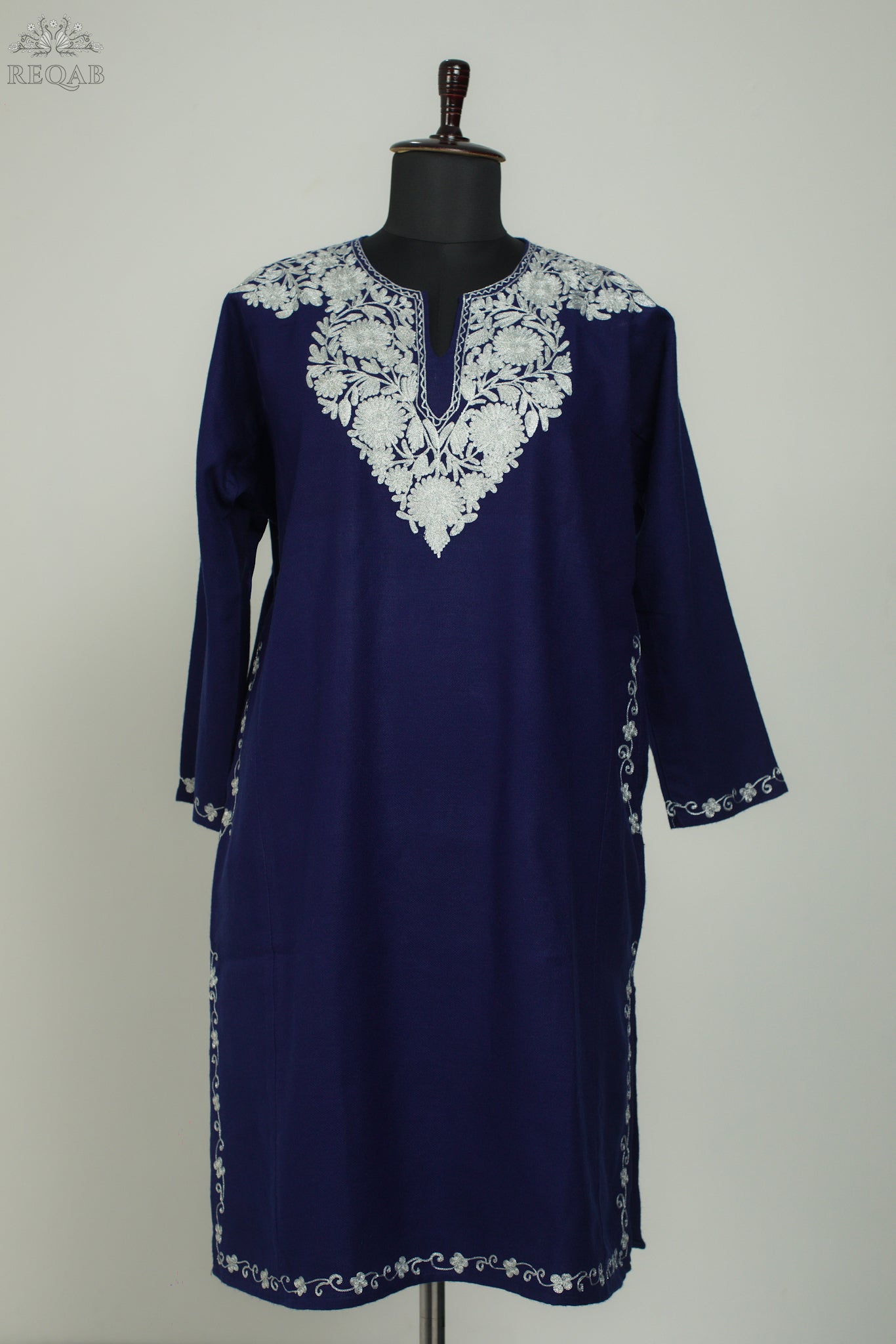 Midnight Express Blue Pheran with Aari Embroidery
