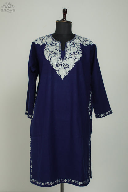 Midnight Express Blue Pheran with Aari Embroidery