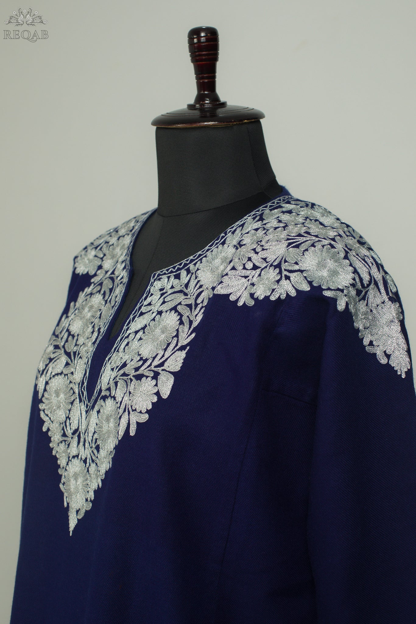 Midnight Express Blue Pheran with Aari Embroidery