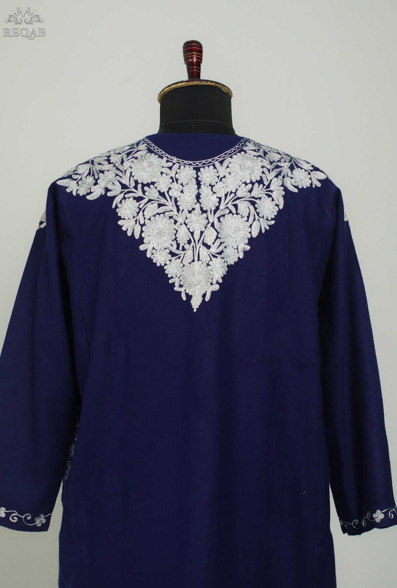 Midnight Express Blue Pheran with Aari Embroidery