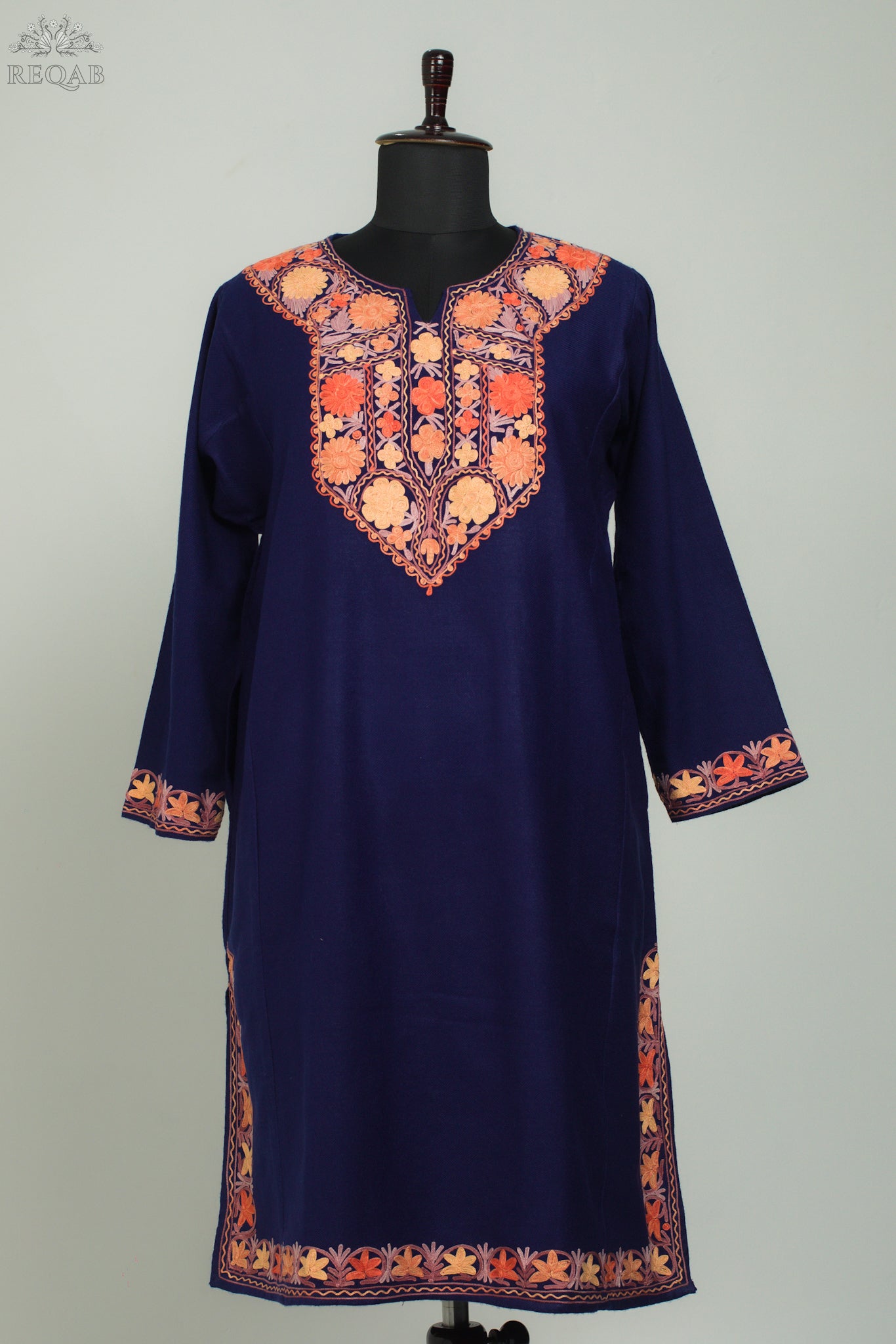 Blackcurrant Pheran with Aari Embroidery