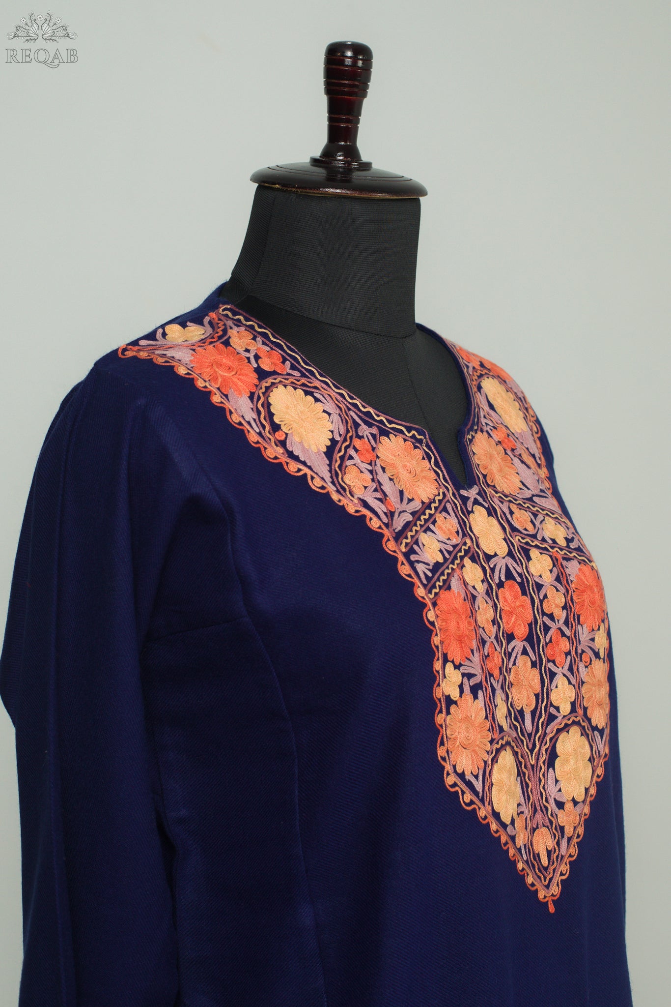 Blackcurrant Pheran with Aari Embroidery