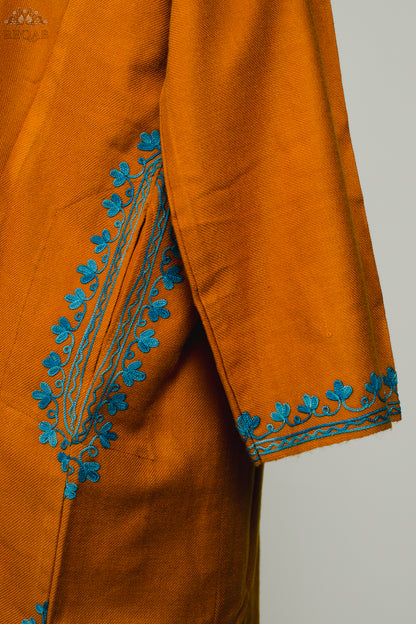 Rust Pheran with Aari Embroidery