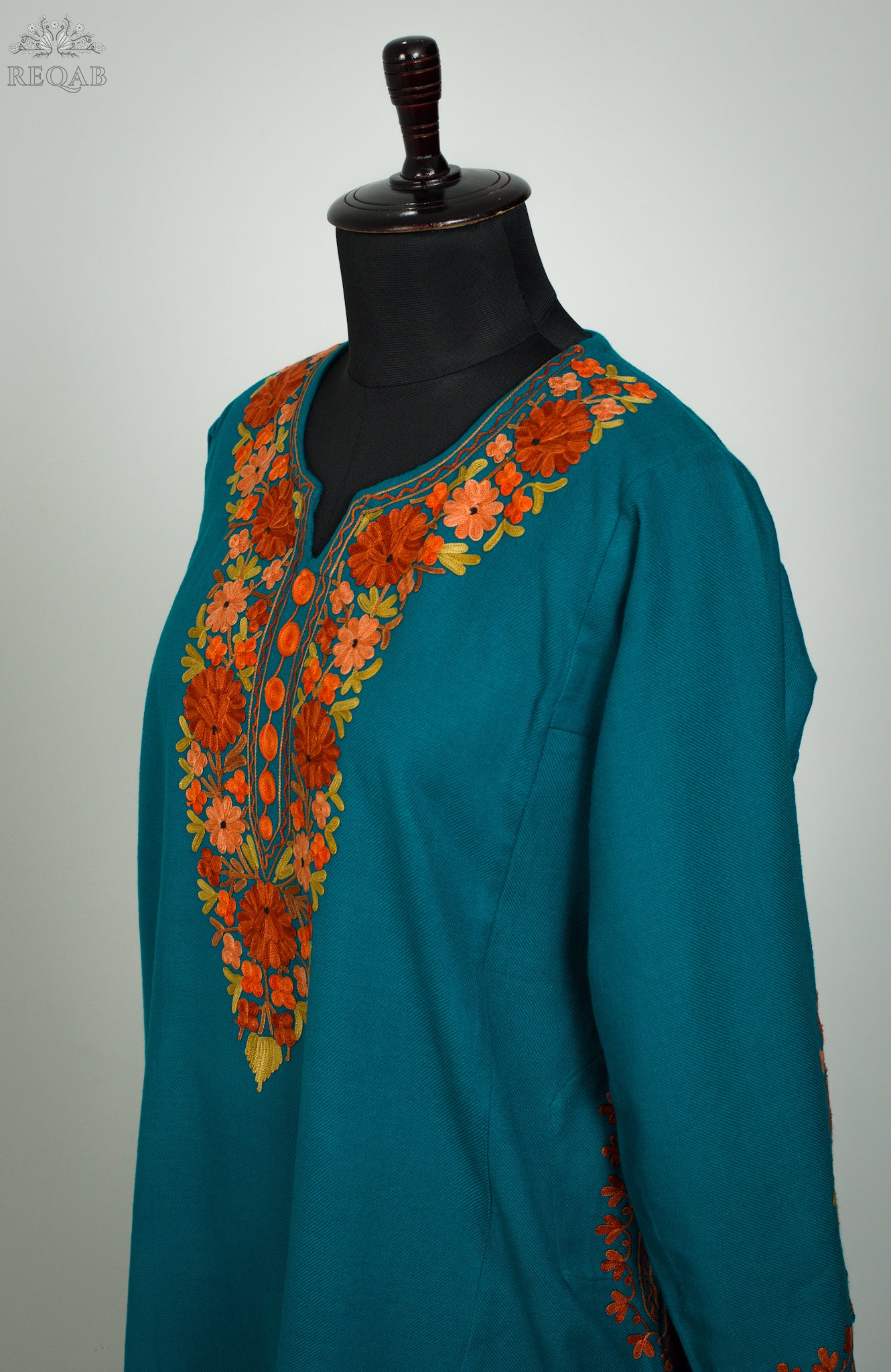 Blue Lagoon Pheran with Aari Embroidery