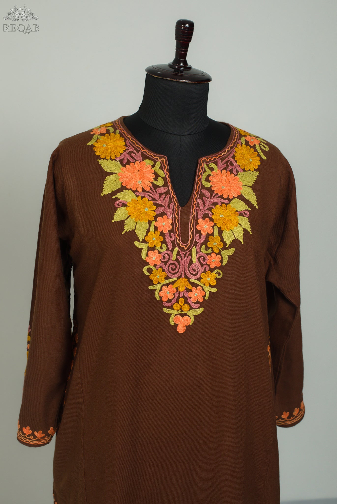 Carnaby Tan Pheran with Aari Embroidery