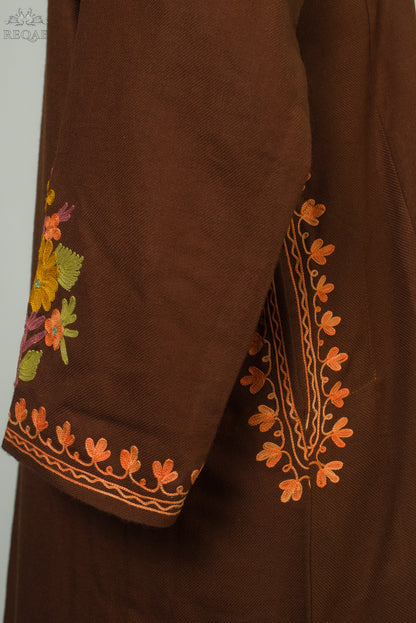 Carnaby Tan Pheran with Aari Embroidery