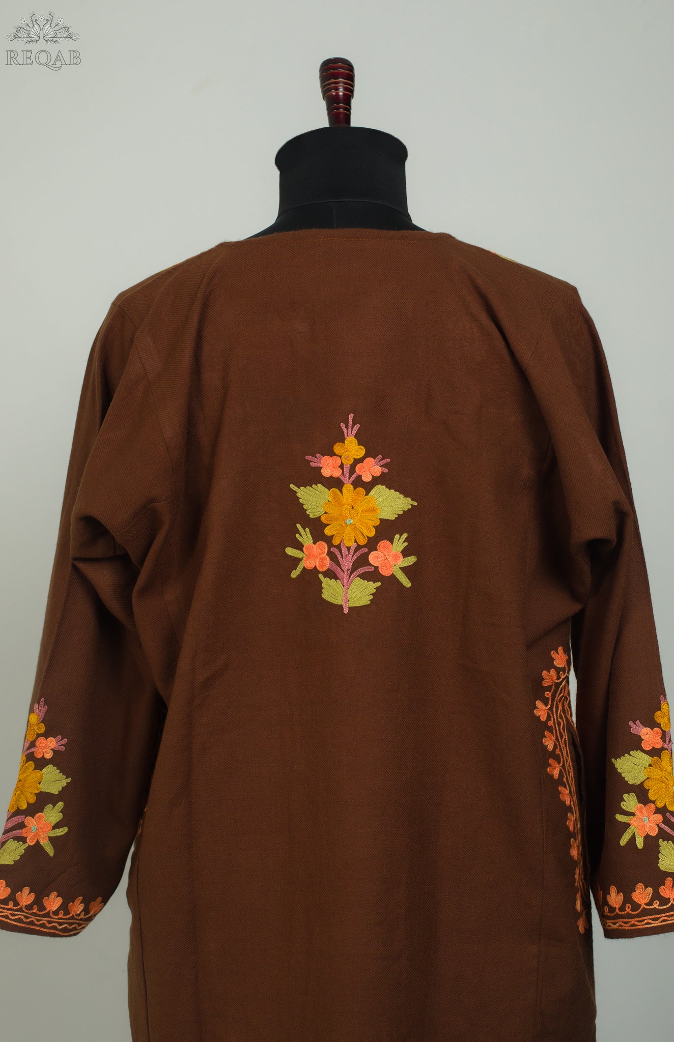Carnaby Tan Pheran with Aari Embroidery