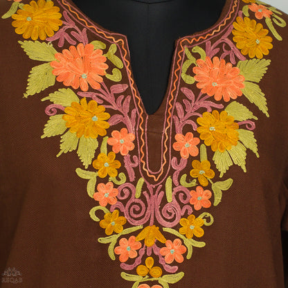 Carnaby Tan Pheran with Aari Embroidery