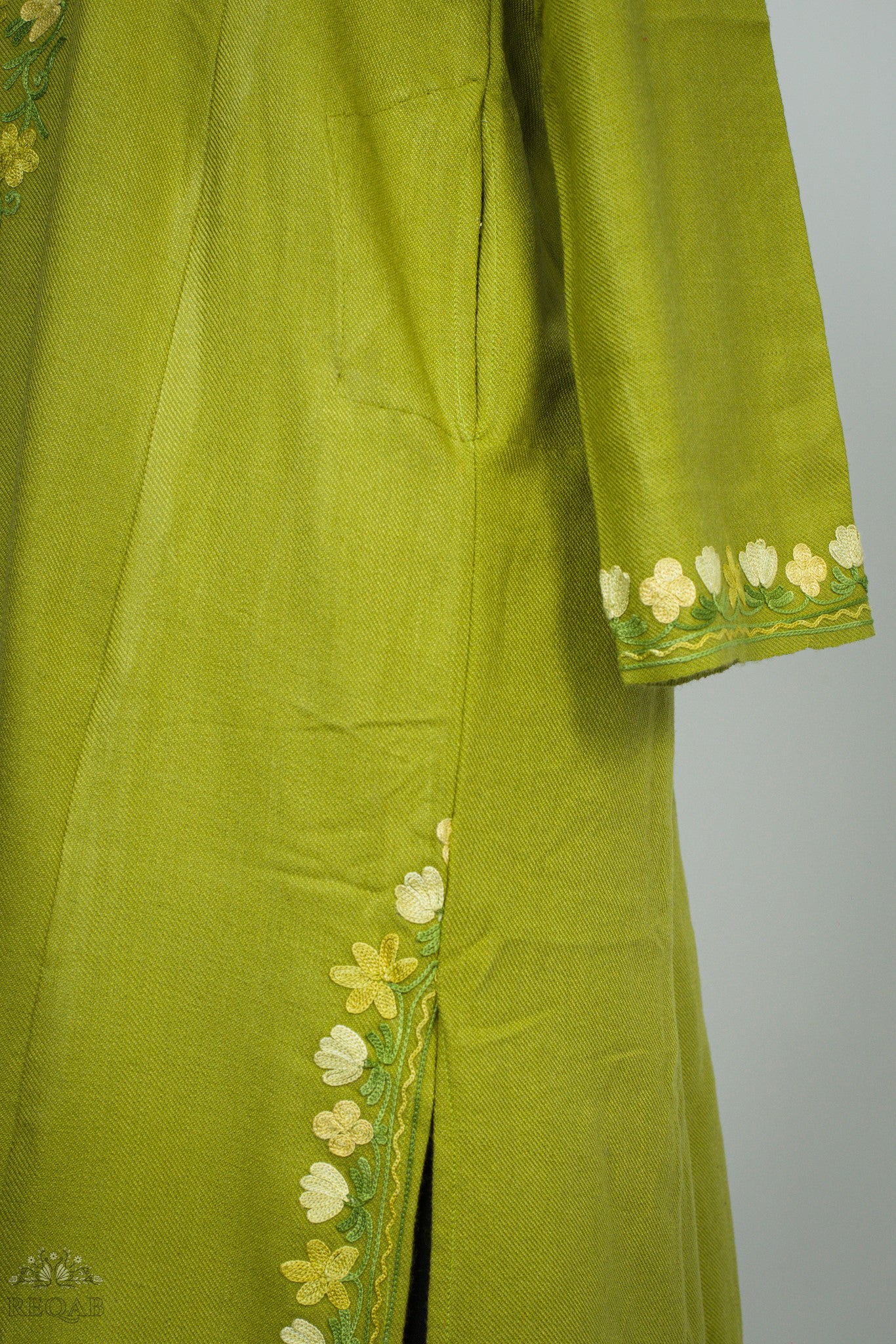 Husk Green Pheran with Aari Embroidery