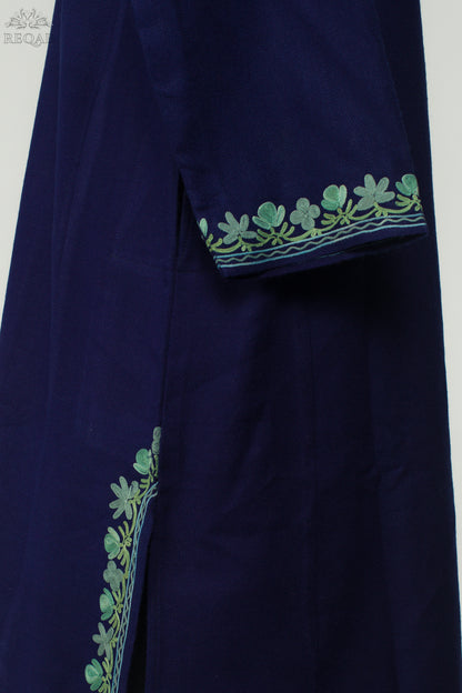 Midnight Express Blue Pheran with Aari Embroidery