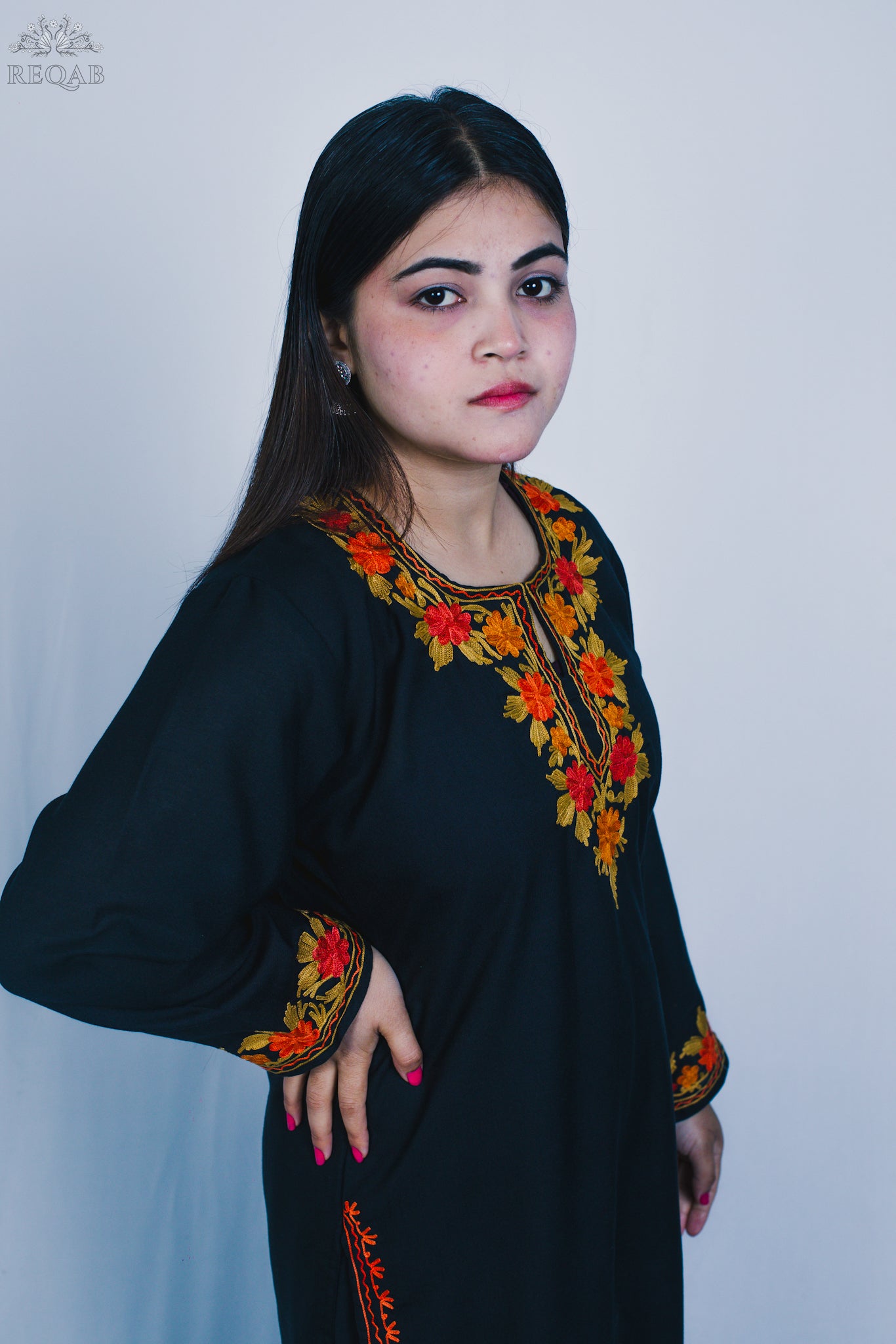 Midnight Moss Summer Cool Kurti with Aari Embroidery