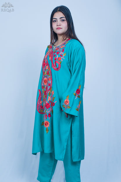 Light Sea Green Co-ord Set with Aari Embroidery