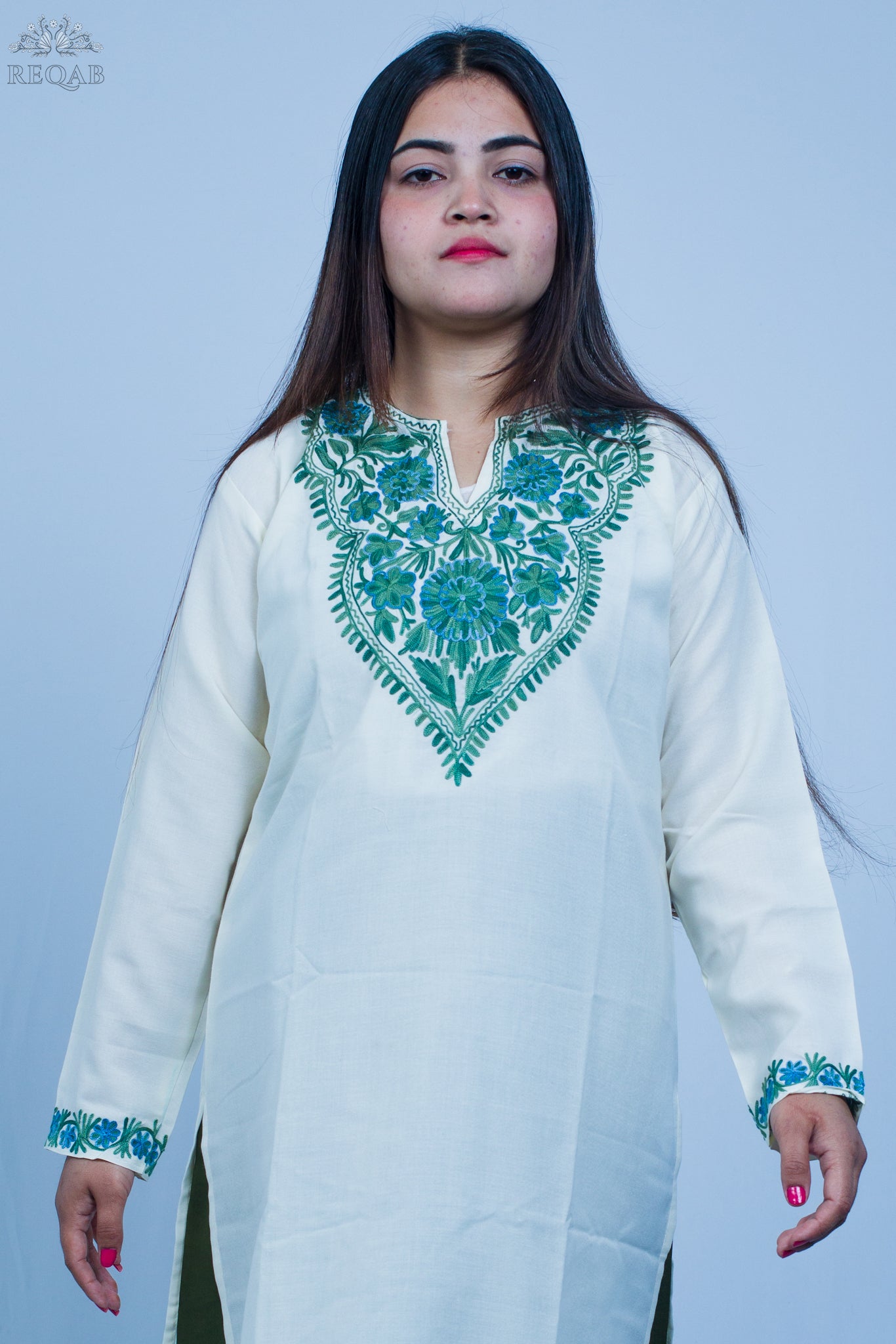 Harp White Ruby Cotton Co-ord Set with Aari Embroidery